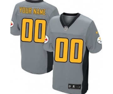 Men's Nike Pittsburgh Steelers Customized Gray Shadow Elite Jersey