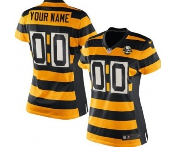 Women's Nike Pittsburgh Steelers Customized Yellow With Black Throwback 80TH Jersey