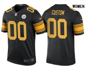 Women's Pittsburgh Steelers Black Custom Color Rush Legend NFL Nike Limited Jersey