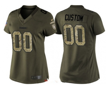 Women's Pittsburgh Steelers Custom Olive Camo Salute To Service Veterans Day NFL Nike Limited Jersey