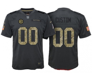 Youth Pittsburgh Steelers Custom Anthracite Camo 2016 Salute To Service Veterans Day NFL Nike Limited Jersey