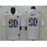 Men Pittsburgh Steelers 90 T.J. Watt White Nike Rainbow version 2021 NFL Jersey