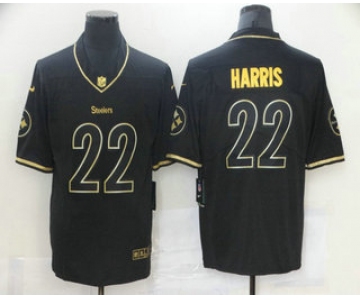 Men's Pittsburgh Steelers #22 Najee Harris Black 100th Season Golden Edition Jersey