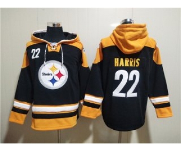 Men's Pittsburgh Steelers #22 Najee Harris Black Ageless Must-Have Lace-Up Pullover Hoodie