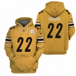 Men's Yellow Pittsburgh Steelers #22 Najee Harris 2021 Pullover Hoodie