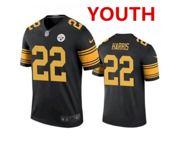 Youth pittsburgh steelers #22 najee harris black color rush limited jersey
