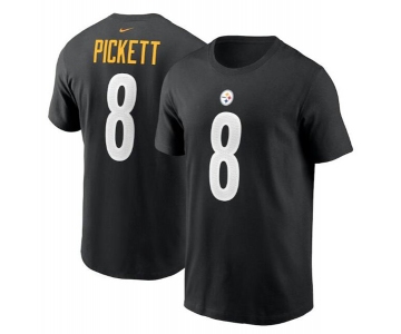 Men's Pittsburgh Steelers #8 Kenny Pickett 2022 Black NFL Draft First Round Pick Player Name & Number T-Shirt
