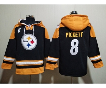 Men's Pittsburgh Steelers #8 Kenny Pickett Black Ageless Must-Have Lace-Up Pullover Hoodie