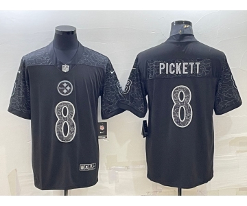 Men's Pittsburgh Steelers #8 Kenny Pickett Black Reflective Limited Stitched Football Jersey