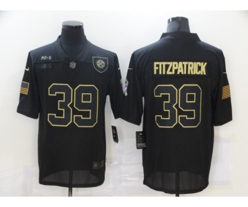 Men's Pittsburgh Steelers #39 Minkah Fitzpatrick Black 2020 Salute To Service Stitched NFL Nike Limited Jersey