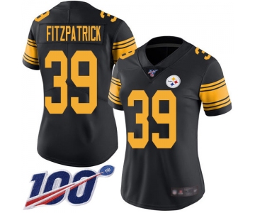 Steelers #39 Minkah Fitzpatrick Black Women's Stitched Football Limited Rush 100th Season Jersey