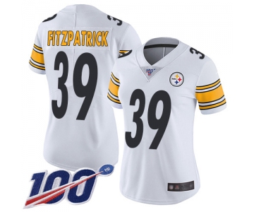 Steelers #39 Minkah Fitzpatrick White Women's Stitched Football 100th Season Vapor Limited Jersey