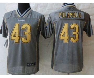 Nike Pittsburgh Steelers #43 Troy Polamalu 2013 Gray Vapor Kids Jersey