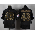 Nike Pittsburgh Steelers #43 Troy Polamalu 2014 All Black/Gold Elite Jersey