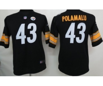 Nike Pittsburgh Steelers #43 Troy Polamalu Black Game Kids Jersey