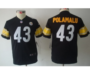 Nike Pittsburgh Steelers #43 Troy Polamalu Black Limited Kids Jersey