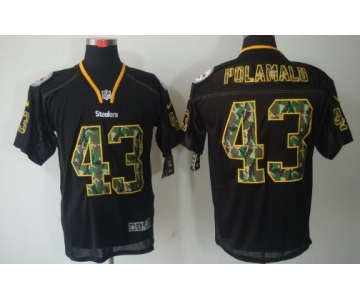 Nike Pittsburgh Steelers #43 Troy Polamalu Black With Camo Elite Jersey