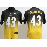 Nike Pittsburgh Steelers #43 Troy Polamalu Black/Yellow Fadeaway Elite Jersey