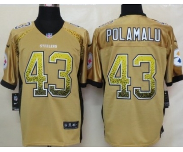 Nike Pittsburgh Steelers #43 Troy Polamalu Drift Fashion Yellow Elite Jersey