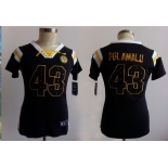 Nike Pittsburgh Steelers #43 Troy Polamalu Drilling Sequins Black Womens Jersey