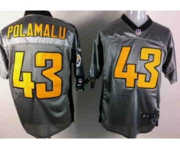Nike Pittsburgh Steelers #43 Troy Polamalu Gray Shadow Elite Jersey