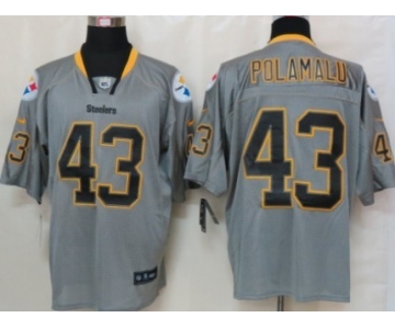 Nike Pittsburgh Steelers #43 Troy Polamalu Lights Out Gray Elite Jersey