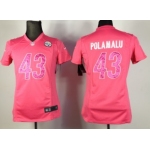 Nike Pittsburgh Steelers #43 Troy Polamalu Pink Sweetheart Diamond Womens Jersey