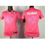 Nike Pittsburgh Steelers #43 Troy Polamalu Pink Sweetheart Diamond Womens Jersey