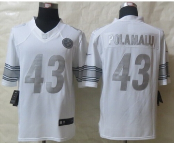 Nike Pittsburgh Steelers #43 Troy Polamalu Platinum White Limited Jersey