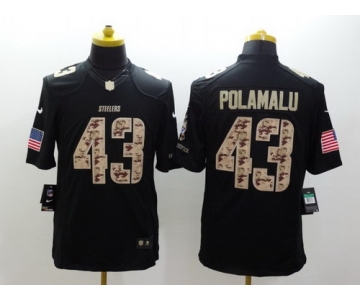 Nike Pittsburgh Steelers #43 Troy Polamalu Salute to Service Black Limited Jersey