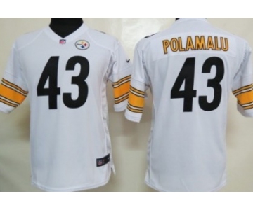 Nike Pittsburgh Steelers #43 Troy Polamalu White Game Kids Jersey