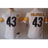 Nike Pittsburgh Steelers #43 Troy Polamalu White Limited Womens Jersey