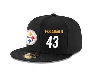 Pittsburgh Steelers #43 Troy Polamalu Snapback Cap NFL Player Black with White Number Stitched Hat