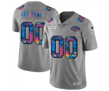 San Francisco 49ers Custom Men's Nike Multi-Color 2020 NFL Crucial Catch Vapor Untouchable Limited Jersey Greyheather