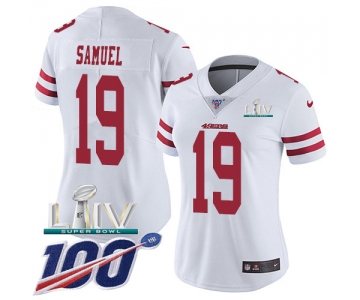 Nike 49ers #19 Deebo Samuel White Super Bowl LIV 2020 Women's Stitched NFL 100th Season Vapor Limited Jersey