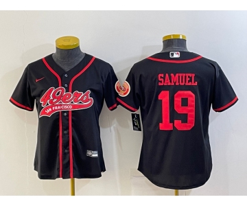 Women's San Francisco 49ers #19 Deebo Samuel Black With Patch Cool Base Stitched Baseball Jersey