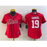 Women's San Francisco 49ers #19 Deebo Samuel Red With Patch Cool Base Stitched Baseball Jersey