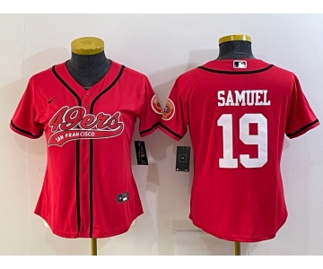 Women's San Francisco 49ers #19 Deebo Samuel Red With Patch Cool Base Stitched Baseball Jersey