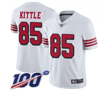 49ers #85 George Kittle White Rush Men's Stitched Football Limited 100th Season Jersey