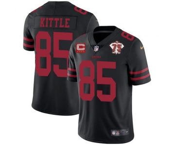 Men's San Francisco 49ers #85 George Kittle 2021 Black With C Patch 75th Anniversary Vapor Untouchable Limited Stitched Jersey
