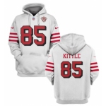 Men's San Francisco 49ers #85 George Kittle 2021 White 75th Anniversary Pullover Hoodie