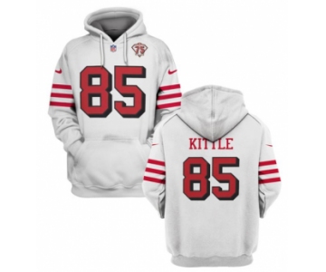 Men's San Francisco 49ers #85 George Kittle 2021 White 75th Anniversary Pullover Hoodie