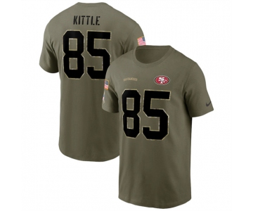 Men's San Francisco 49ers #85 George Kittle 2022 Olive Salute to Service T-Shirt