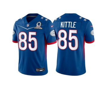 Men's San Francisco 49ers #85 George Kittle 2022 Royal NFC Pro Bowl Stitched Jersey