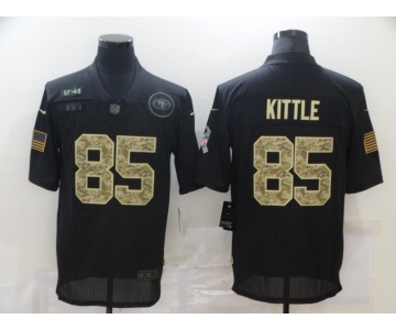 Men's San Francisco 49ers #85 George Kittle Black Camo 2020 Salute To Service Stitched NFL Nike Limited Jersey