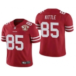 Men's San Francisco 49ers #85 George Kittle Red 75th Anniversary Patch 2021 Vapor Untouchable Stitched Nike Limited Jersey