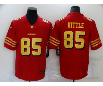 Men's San Francisco 49ers #85 George Kittle Red Gold 2021 Vapor Untouchable Stitched NFL Nike Limited Jersey