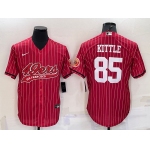 Men's San Francisco 49ers #85 George Kittle Red With Patch Cool Base Stitched Baseball Jersey