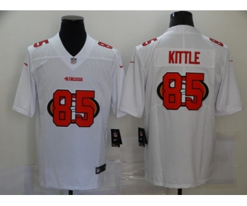 Men's San Francisco 49ers #85 George Kittle White 2020 Shadow Logo Vapor Untouchable Stitched NFL Nike Limited Jersey