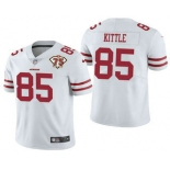 Men's San Francisco 49ers #85 George Kittle White 75th Anniversary Patch 2021 Vapor Untouchable Stitched Nike Limited Jersey